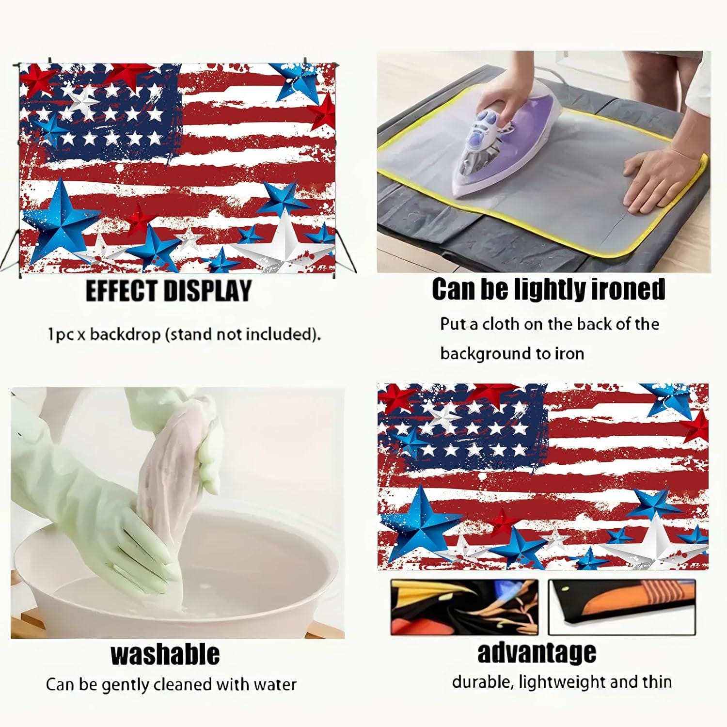Graffiti American Flag Backdrop | Retro 4th of July Stars & Stripes Party Banner