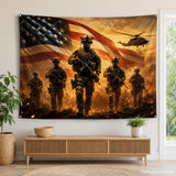 Patriotic Military Soldier Backdrop | American Flag Fireworks Banner | 4th of July Independence Day Party Decor