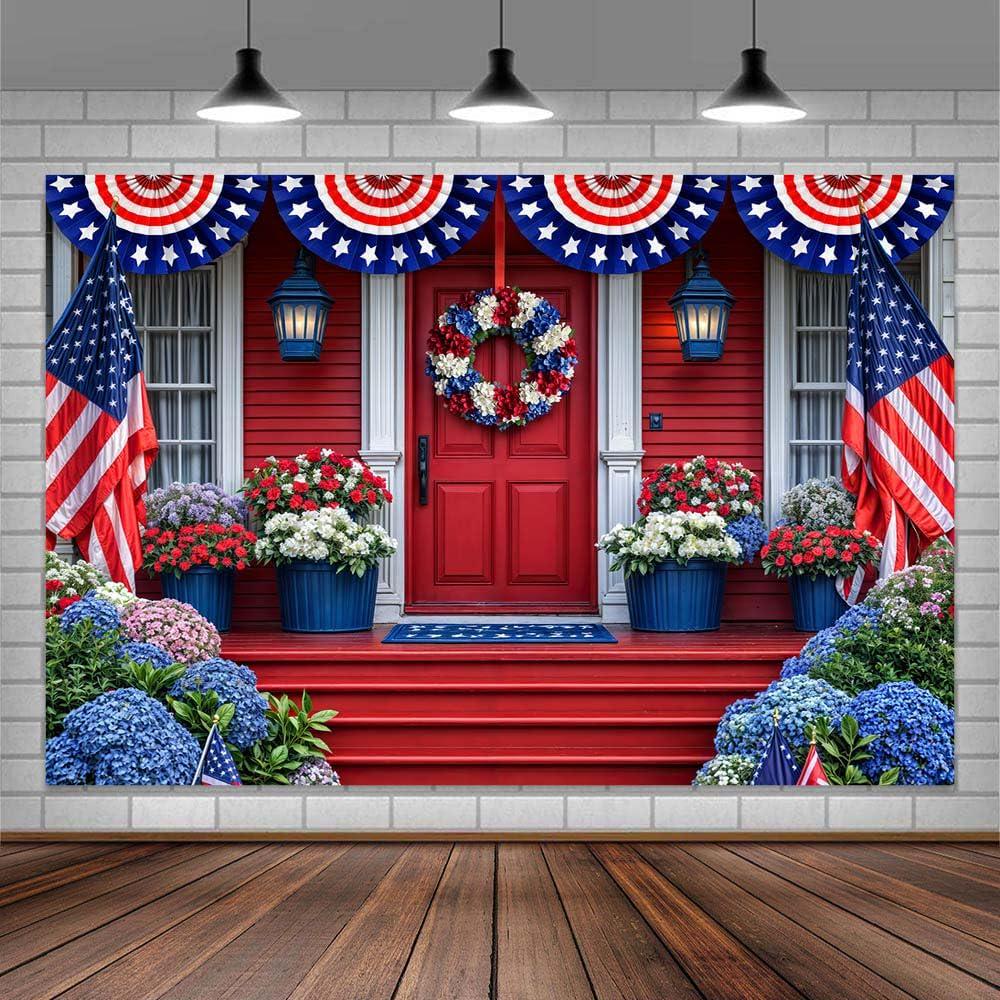 250th Anniversary Patriotic Backdrop | American Flag Stars Stripes Photo Banner (7x5 Ft)