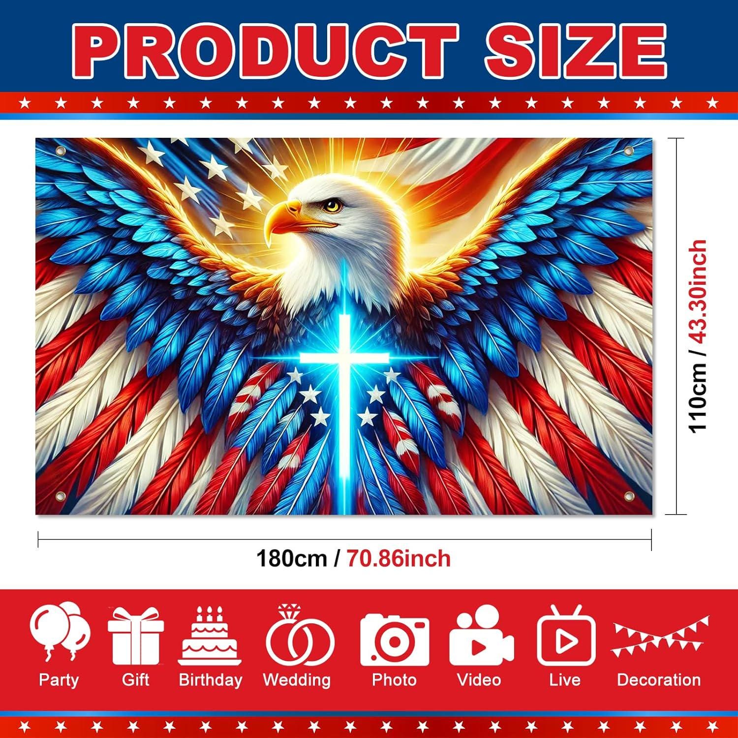 Patriotic Eagle American Flag Banner | Independence Day Holiday Party Decor