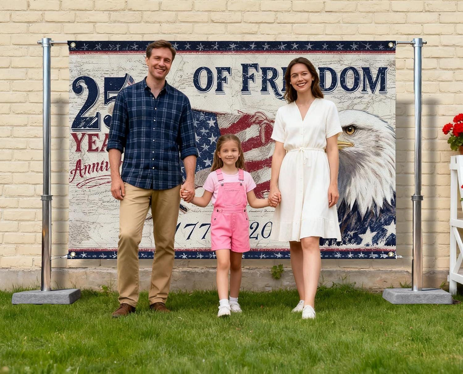 USA 250th Anniversary Backdrop | 1776-2026 Freedom Celebration Photo Booth Banner