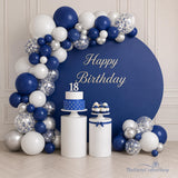 195 Pcs Navy Blue, Silver, White, Confetti Balloons Arch Kit