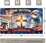 America 250th Anniversary Backdrop | Patriotic Flag Photo Banner (72x43 Inch)