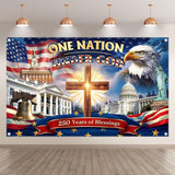 America 250th Anniversary Backdrop | Patriotic Flag Photo Banner (72x43 Inch)