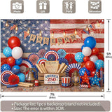 Patriotic 250th America Anniversary Backdrop | Rustic Wood Flag Photo Banner