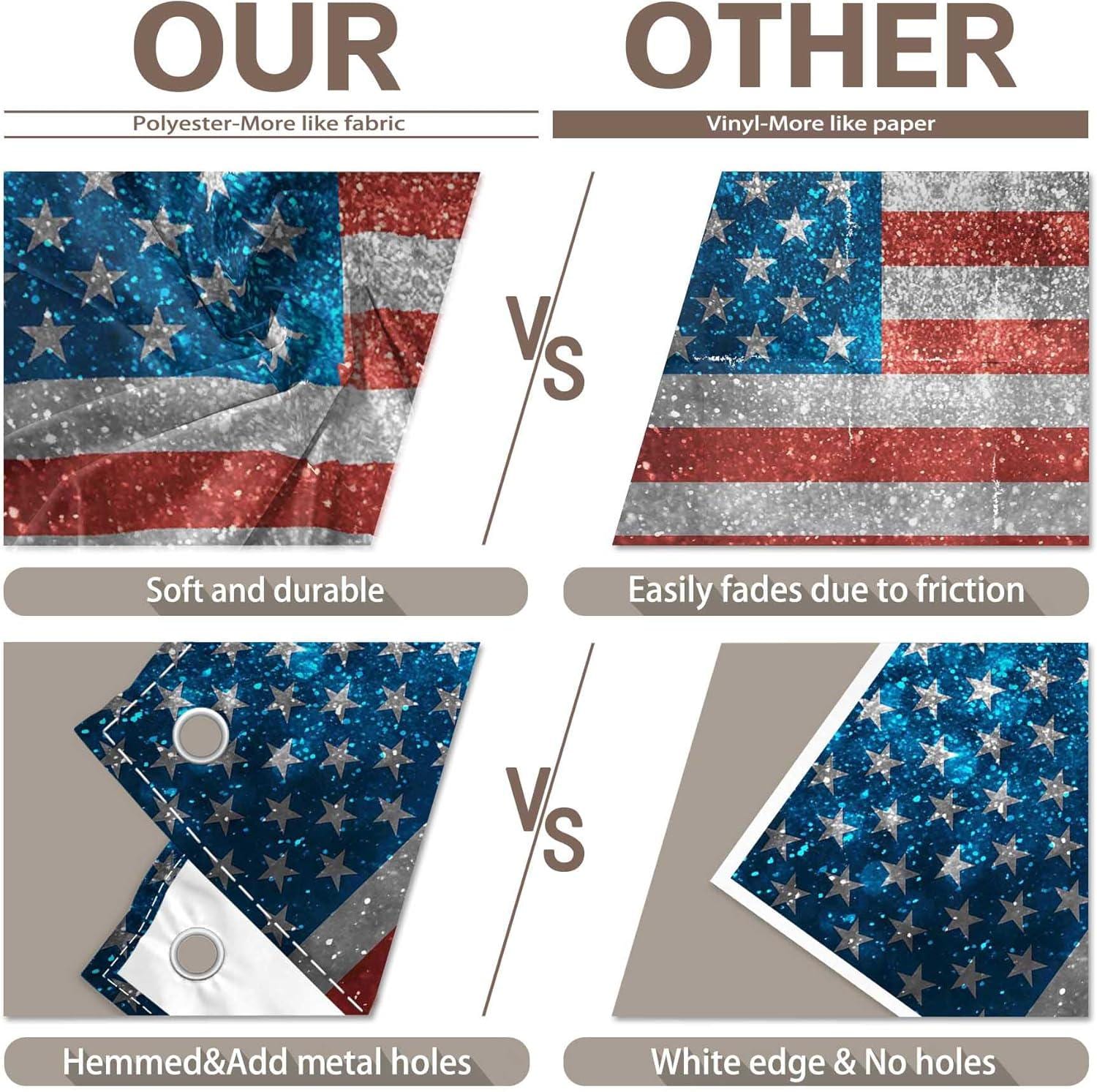 8x6 Ft Glitter American Flag Backdrop | Patriotic 4th of July Party Photo Booth Banner