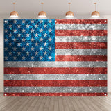 8x6 Ft Glitter American Flag Backdrop | Patriotic 4th of July Party Photo Booth Banner