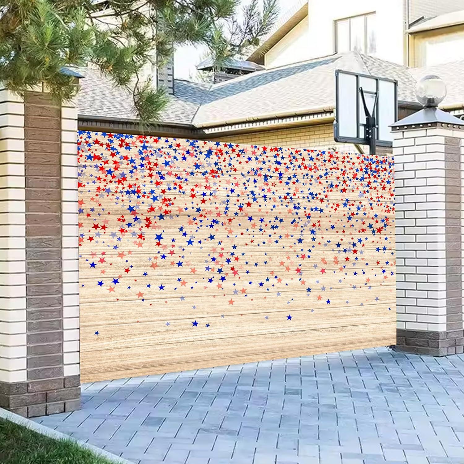 Rustic Wood Stars Backdrop | 7x5 Ft Patriotic Photo Banner (Independence Day Decor)