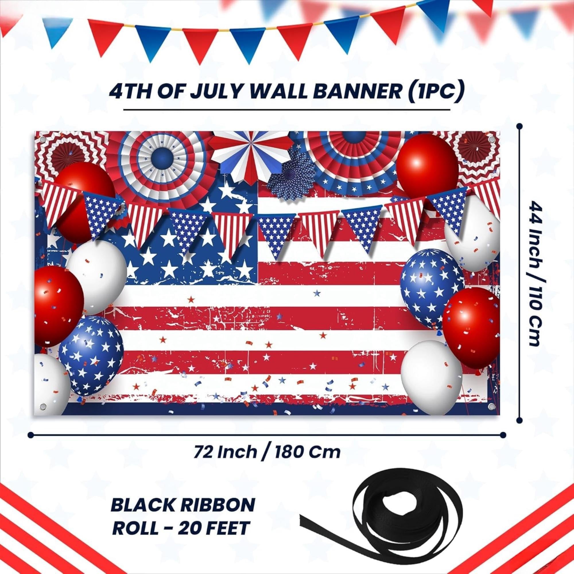 USA Flag Backdrop 72x44 Inch | Patriotic American Banner, 4th of July Decor