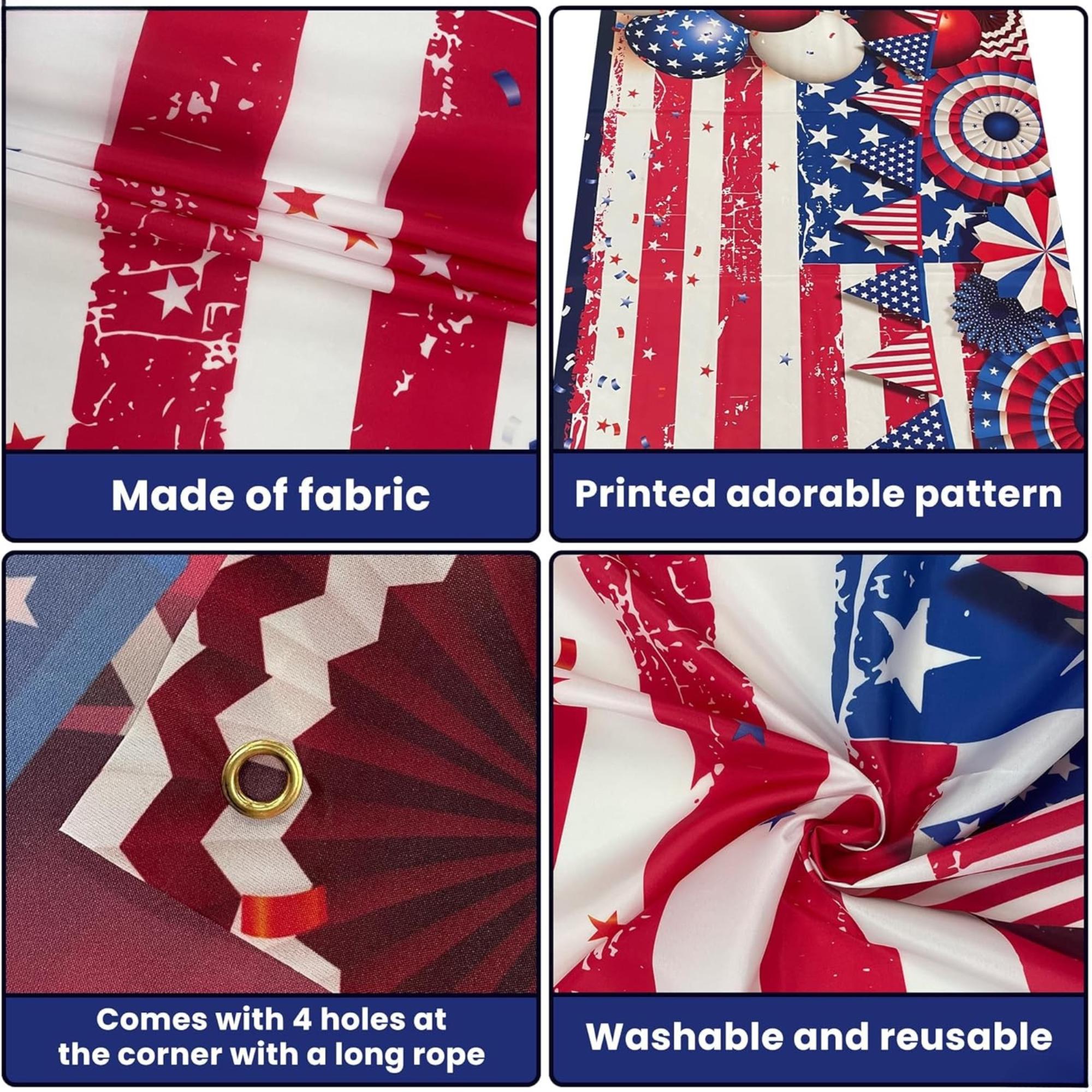 USA Flag Backdrop 72x44 Inch | Patriotic American Banner, 4th of July Decor