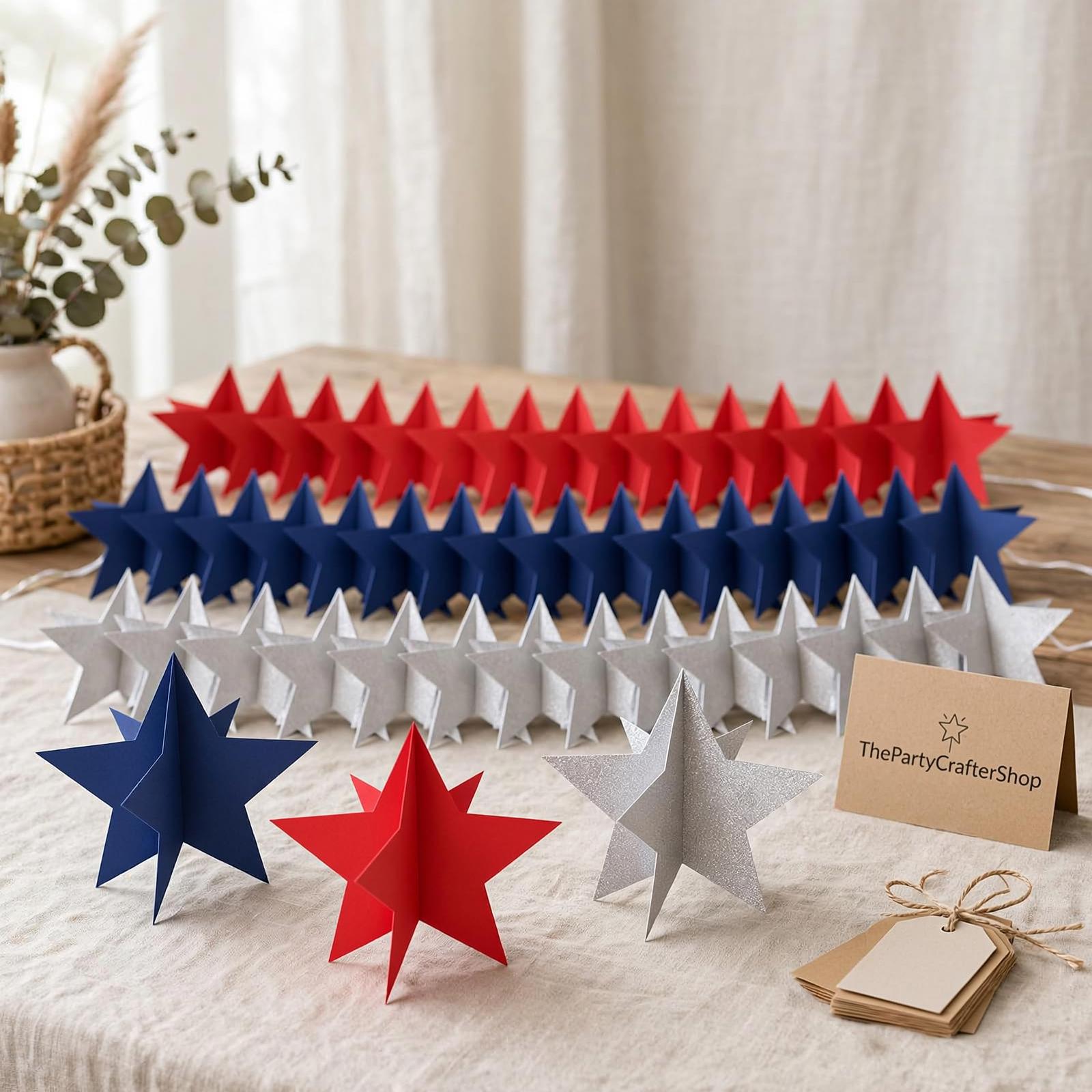 Patriotic Glitter Star Centerpieces | 4th of July Table Decor (45 Pcs)