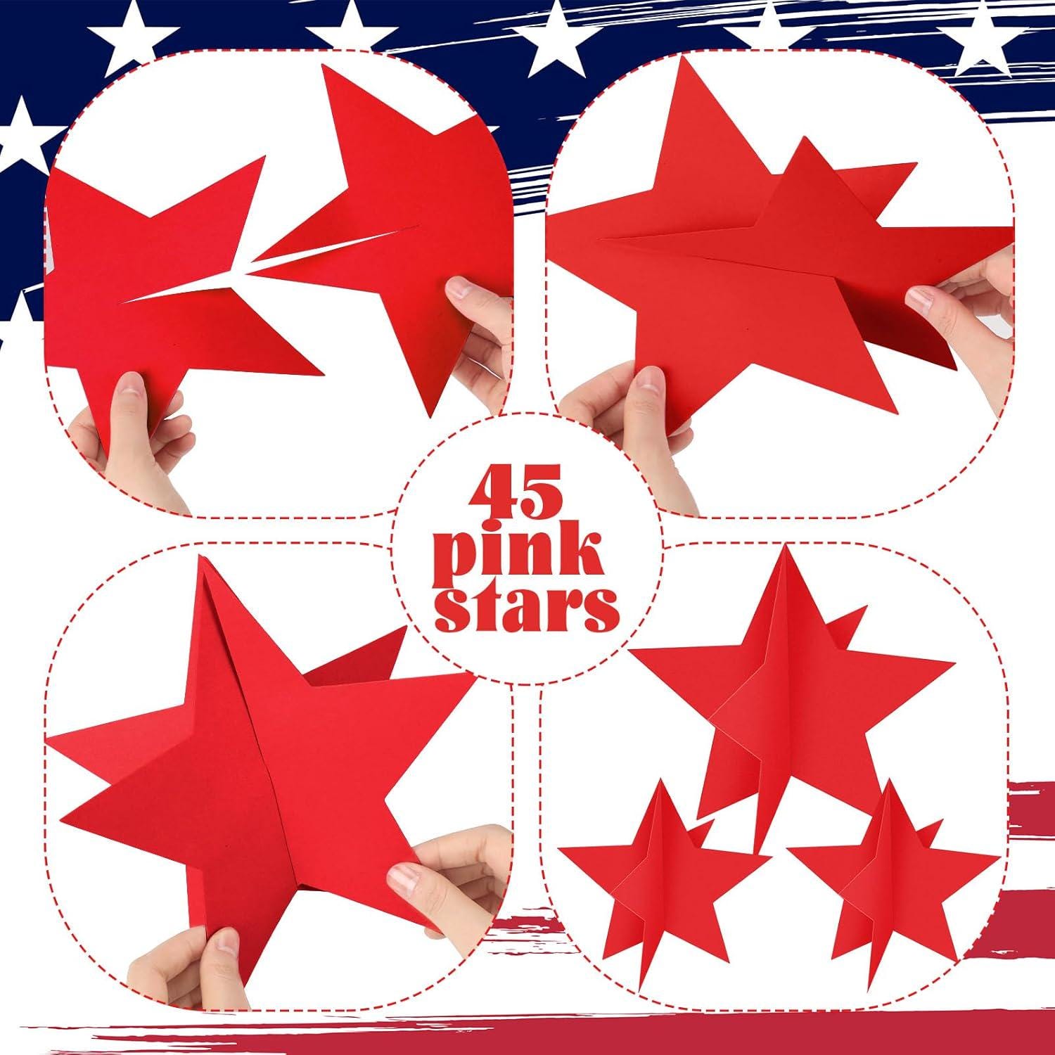 Patriotic Glitter Star Centerpieces | 4th of July Table Decor (45 Pcs)