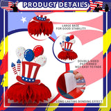 Patriotic Honeycomb Centerpieces | American Flag USA Balloons Table Decor (9 Pcs)