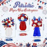 Patriotic Honeycomb Centerpieces | Red White Blue Rose American Flag Table Decor