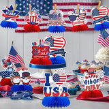Patriotic Honeycomb Centerpieces | 4th of July Independence Day Table Decor (10 Pcs)