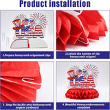 Patriotic Honeycomb Centerpieces | American Flag, USA, Liberty Table Decor (9 Pcs)