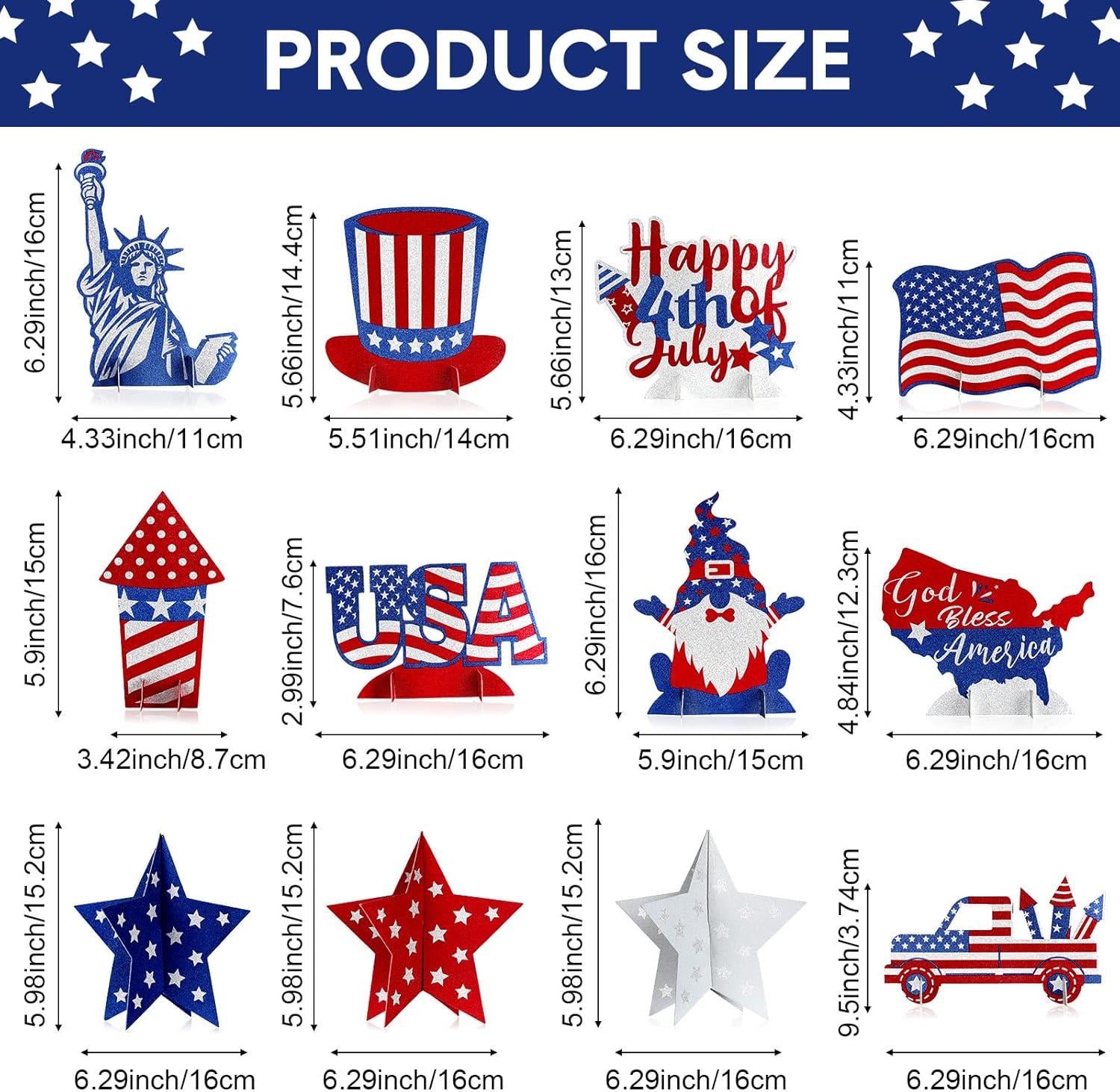 Patriotic Table Centerpieces | 4th of July American Flag Stars Decorations