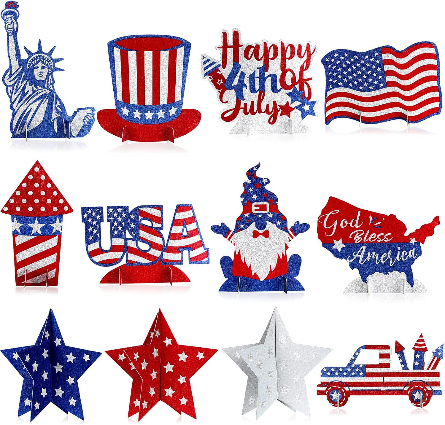 Patriotic Table Centerpieces | 4th of July American Flag Stars Decorations