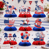 Patriotic Honeycomb Centerpieces | Red White Blue 4th of July Table Decor