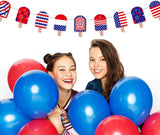 4th of July Popsicle Banner Garland: Patriotic Red White Blue Bunting Party Decor
