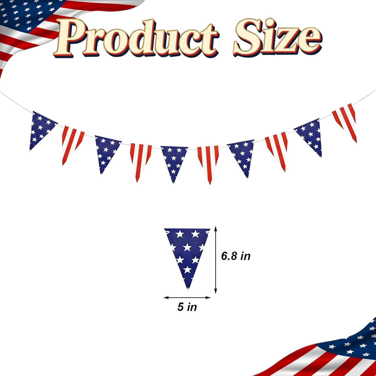 American Flag Triangle Bunting Garland: Patriotic USA Stars Stripes Banner Decorations