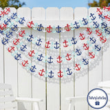 Nautical Anchor Garland: Red, White, Blue Patriotic Party Decorations