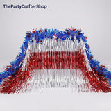 Patriotic Parade Float Decoration Set: Red, White, Blue Fringe Garland (8 Pcs)