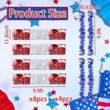 Patriotic Parade Float Decoration Set: Red, White, Blue Fringe Garland (8 Pcs)