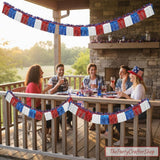 8PC Patriotic Foil Fringe Garland: Red, White, Blue Tinsel Decoration Set