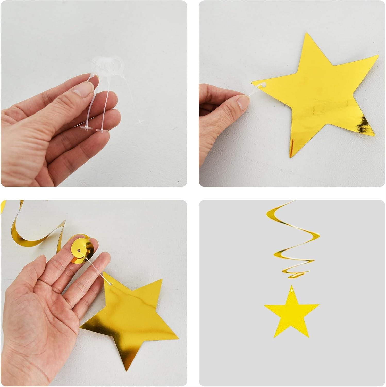 15 Pack Red Blue Gold Star Hanging Swirl Decorations Party Ceiling Decor