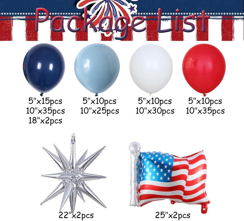 USA Flag Balloon Arch Kit: Red, White, Blue 4th of July Decorations