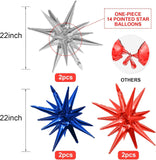 Patriotic Star Balloons: Red, White, Blue 22-Inch Set for 4th of July