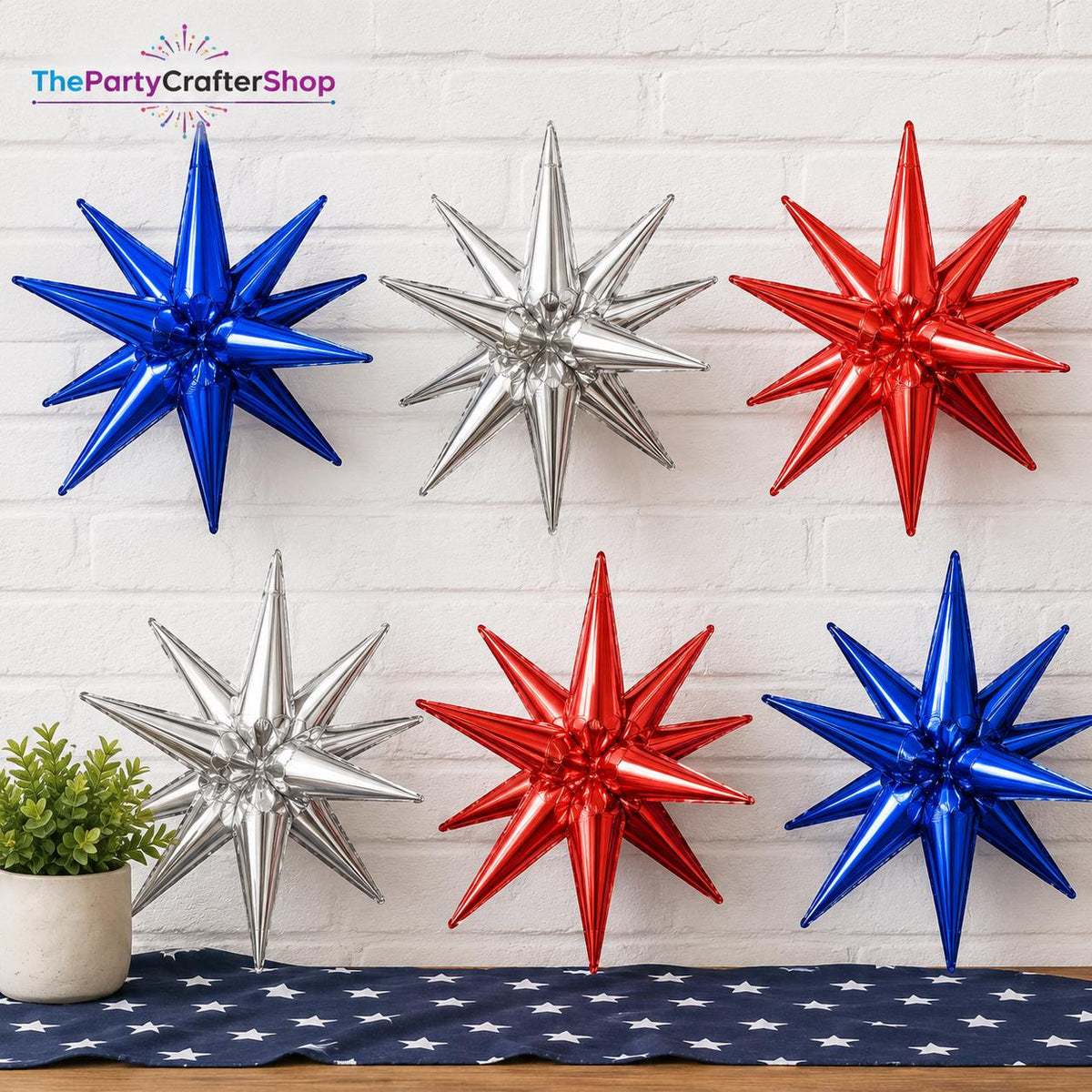 Patriotic Star Balloons: Red, White, Blue 22-Inch Set for 4th of July
