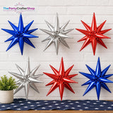 Patriotic Star Balloons: Red, White, Blue 22-Inch Set for 4th of July