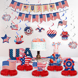 27PCS Patriotic Party Decoration Set American Flag Banner Hanging Swirls & Centerpieces