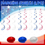 48PCS Patriotic Hanging Swirl Decorations Red White Blue 4th of July Party Supplies