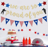 Military Going Away Party Banner We Are So Proud of You Patriotic Soldier Decorations