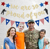 Military Going Away Party Banner We Are So Proud of You Patriotic Soldier Decorations