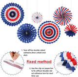 100PCS Patriotic Party Decoration Kit Red White Blue Balloons Fans Banner & Tinsel Set