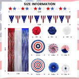Patriotic Party Decoration Kit USA Flag Banner Paper Fans Star Streamers & Fringe Curtain