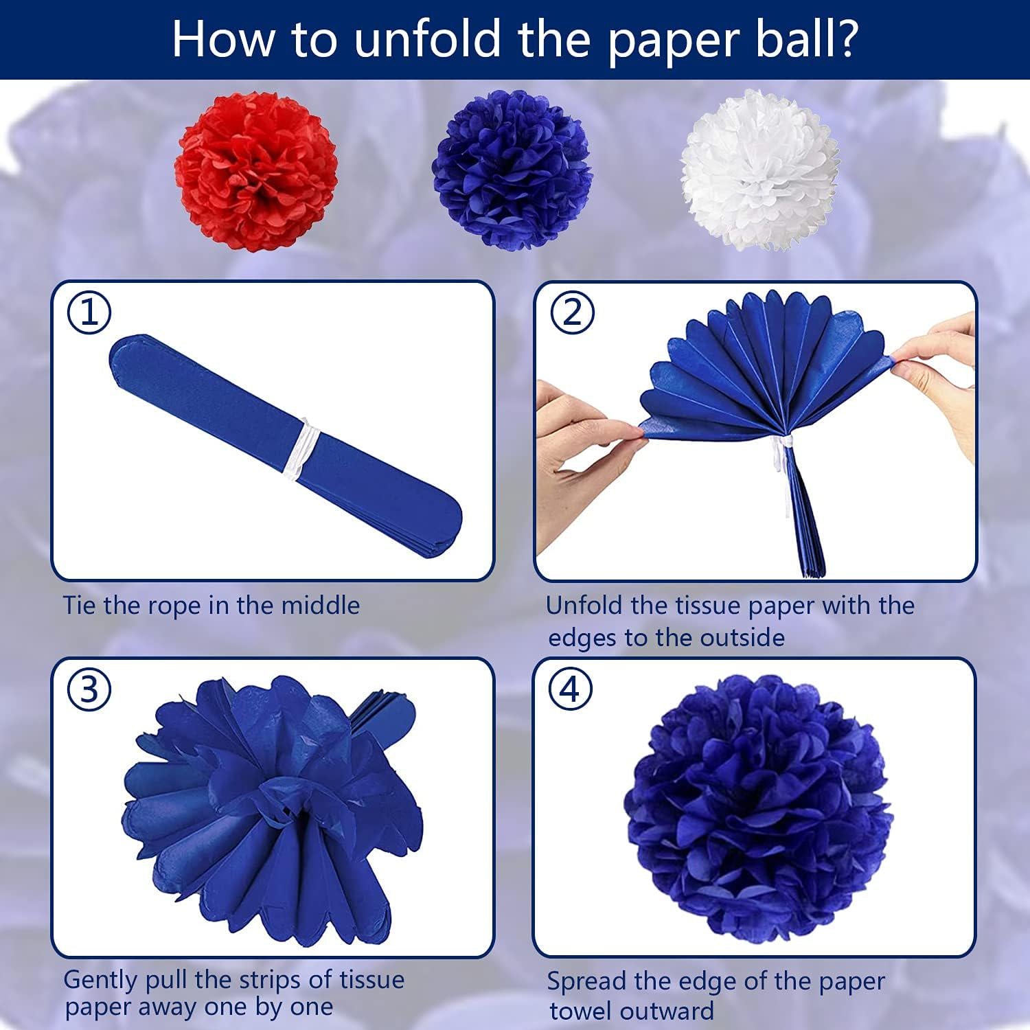 27PCS Patriotic Party Decoration Set USA Flags Paper Fans Flower Balls & Hanging Swirls