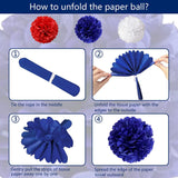 27PCS Patriotic Party Decoration Set USA Flags Paper Fans Flower Balls & Hanging Swirls