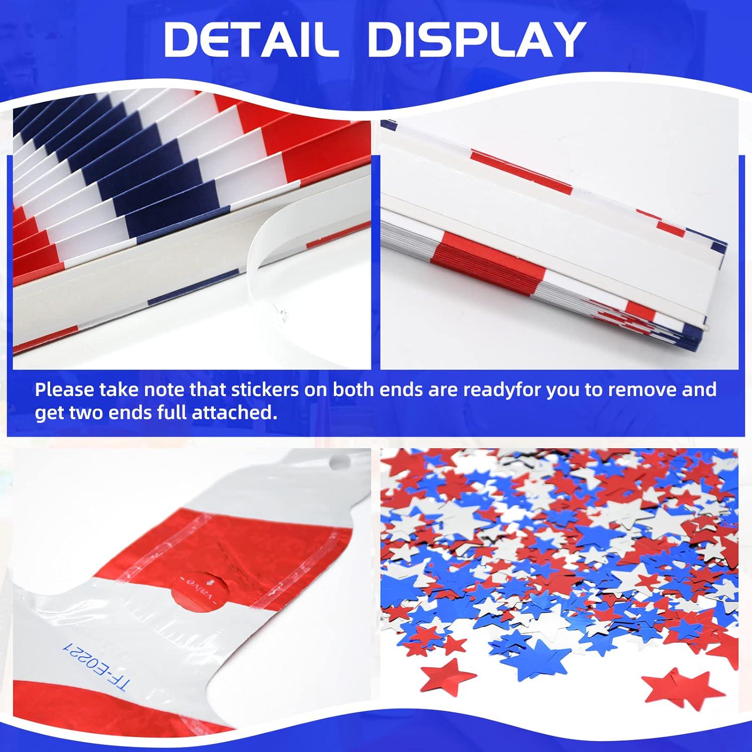 52PCS Patriotic Party Decoration Set Paper Fans Balloons Pom Poms Swirls & American Flag Decor