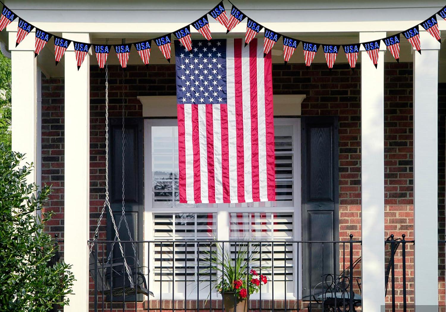 Happy 4th of July American Flag Banner Patriotic Independence Day Party Decorations