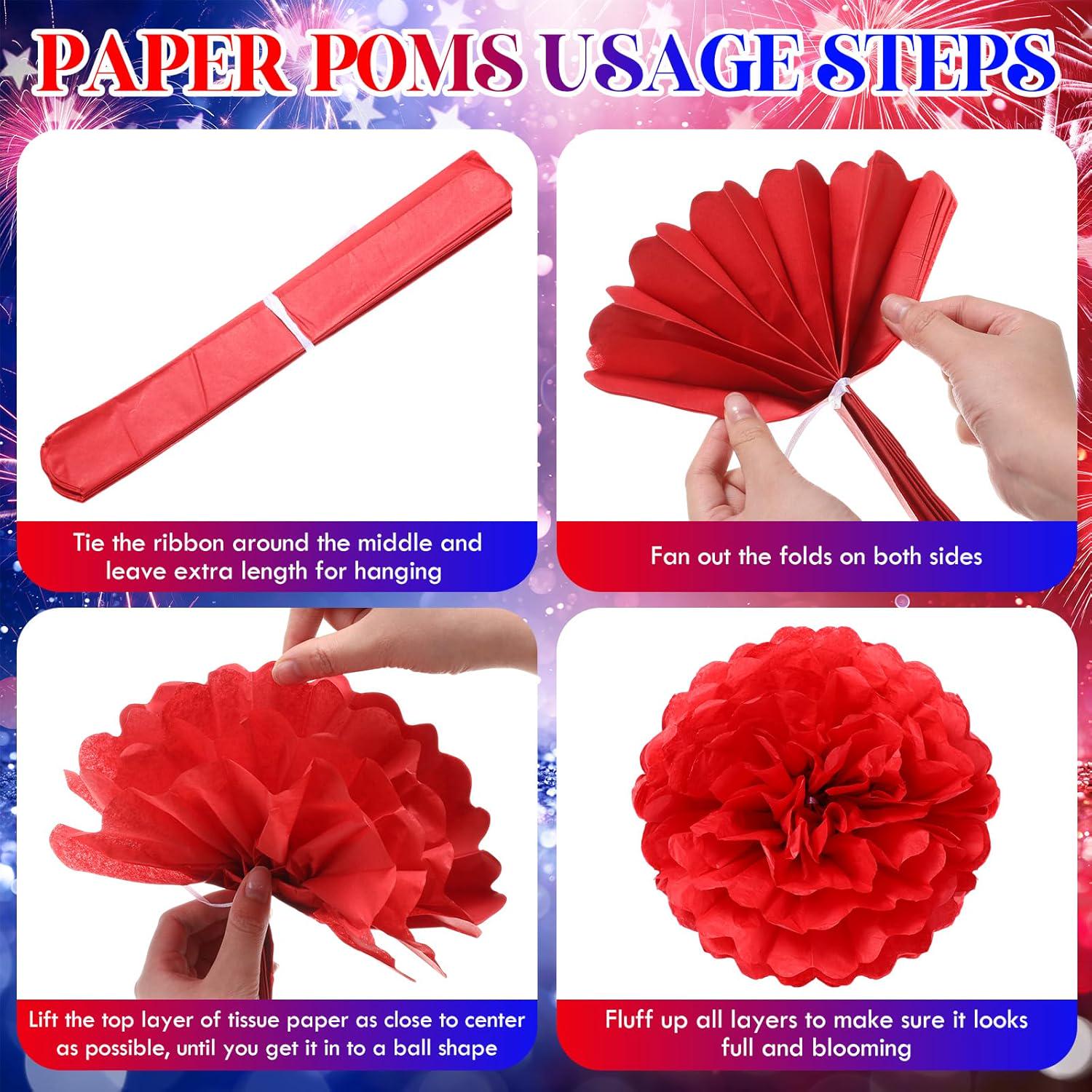 47PCS Patriotic Party Decoration Kit Banner Pom Poms Balloons Table Skirt & Streamers