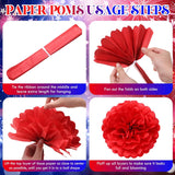 47PCS Patriotic Party Decoration Kit Banner Pom Poms Balloons Table Skirt & Streamers