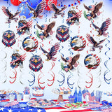 48PCS 4th of July Hanging Swirl Decorations Patriotic Ceiling Streamers Party Decor