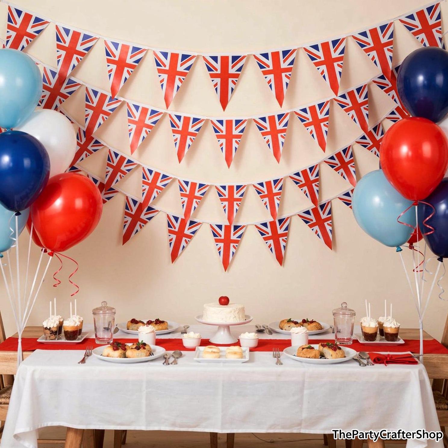 60PCS Union Jack Pennant Banner Flags Double Sided UK Bunting for Soccer Parties & Events