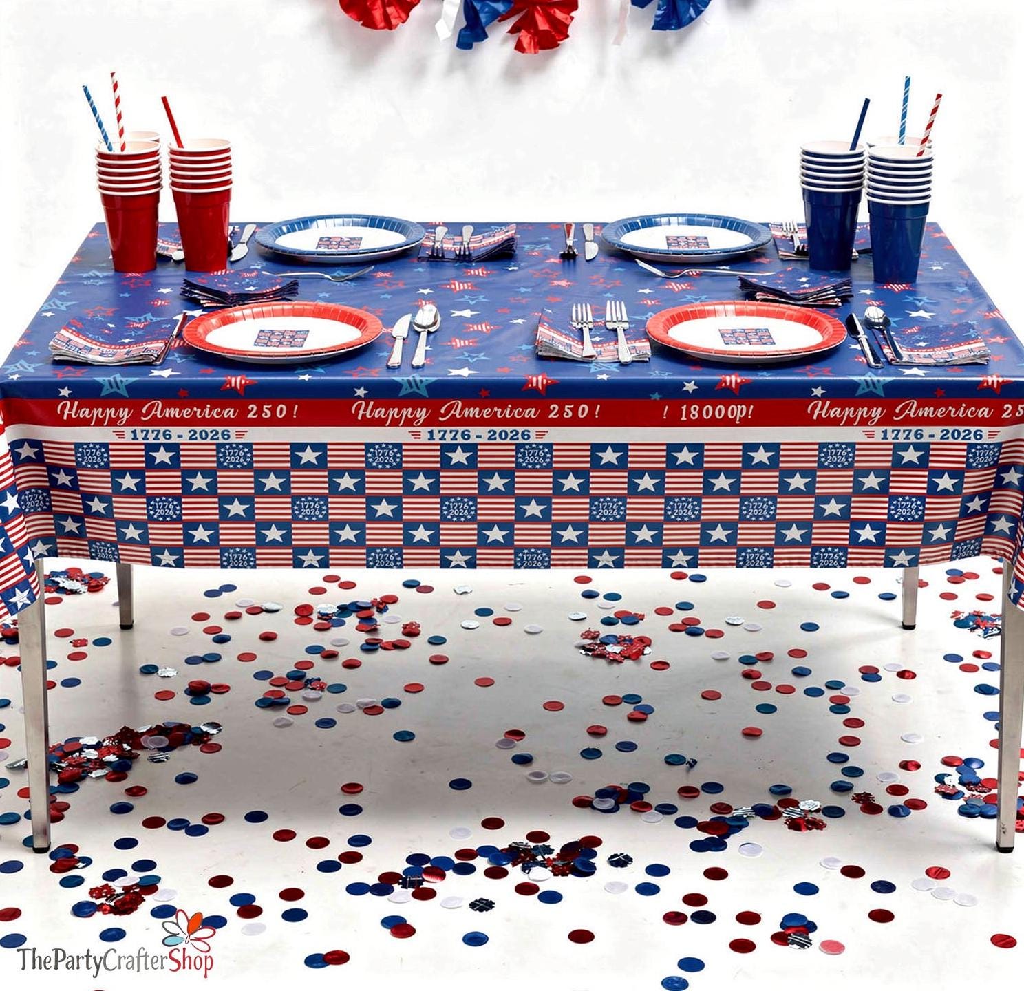 3 Pack America 250th Anniversary Tablecloths Patriotic 4th of July Party Table Covers