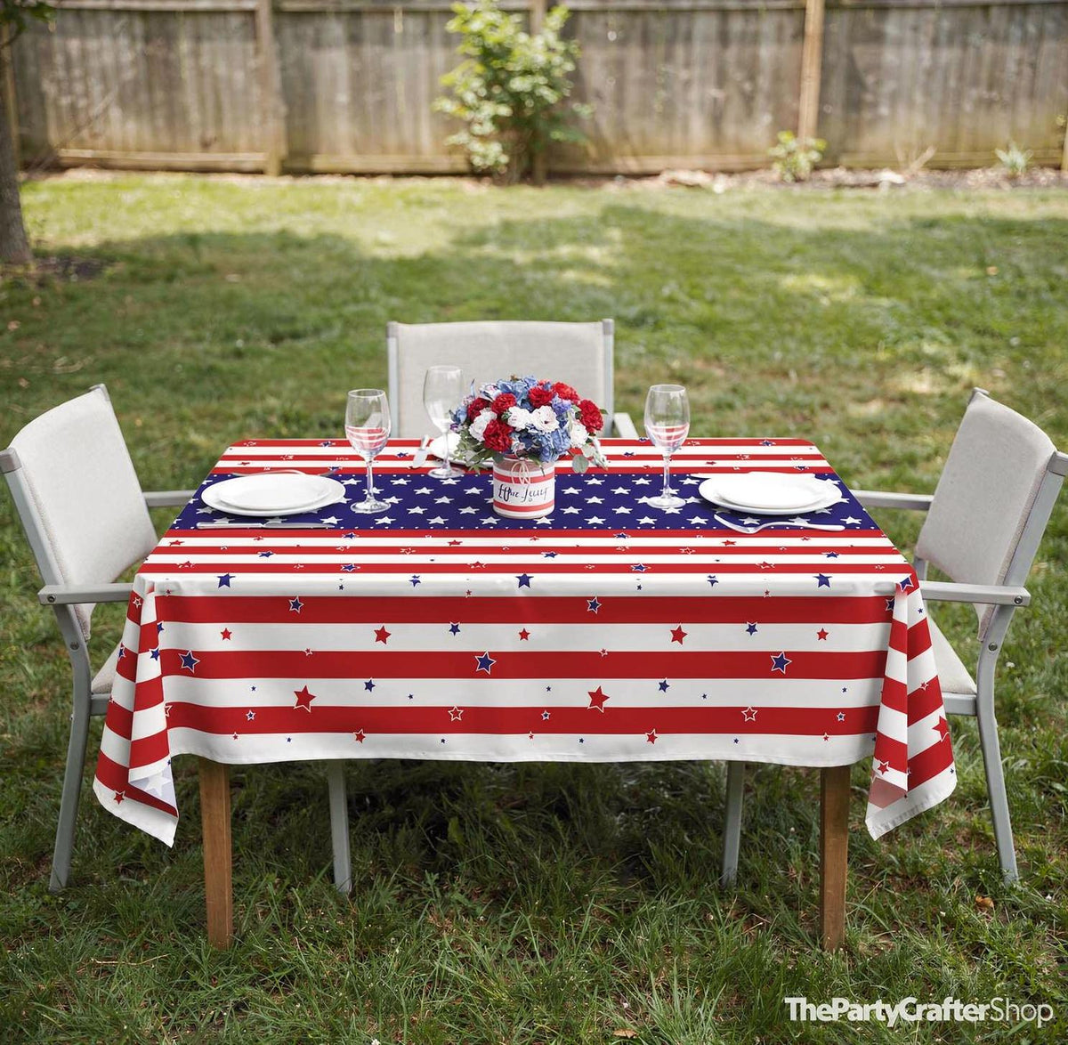 8 Pack American Flag Tablecloths 54 x 108 Inch Disposable Patriotic Party Table Covers